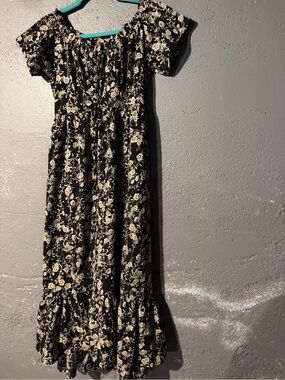SHEIN Black Floral One-Shoulder Maxi Dress